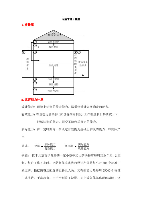 运营管理计算题到