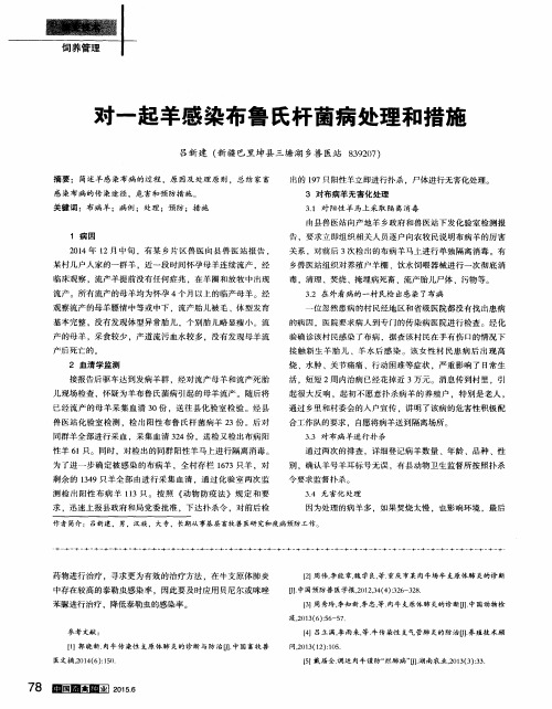 对一起羊感染布鲁氏杆菌病处理和措施