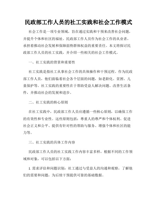 民政部工作人员的社工实践和社会工作模式