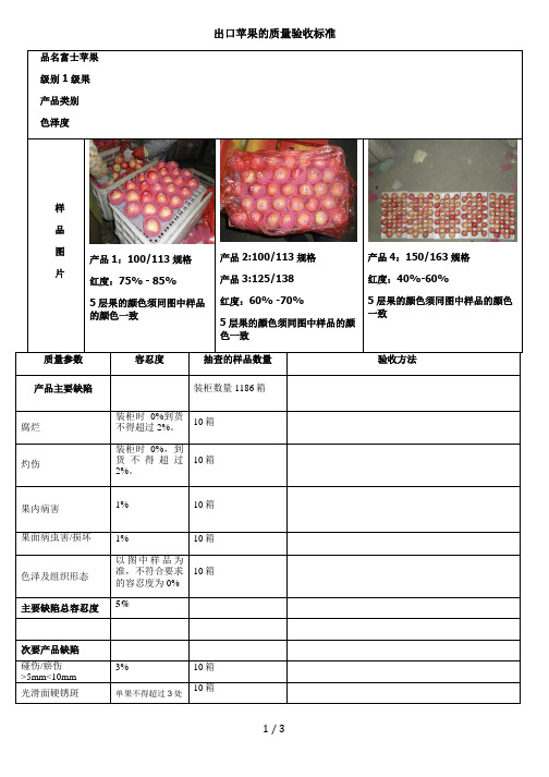 苹果质量标准中文