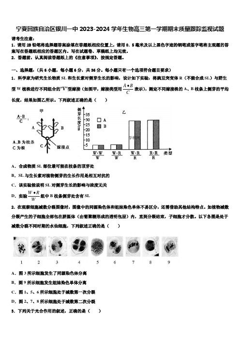 宁夏回族自治区银川一中2023-2024学年生物高三第一学期期末质量跟踪监视试题含解析