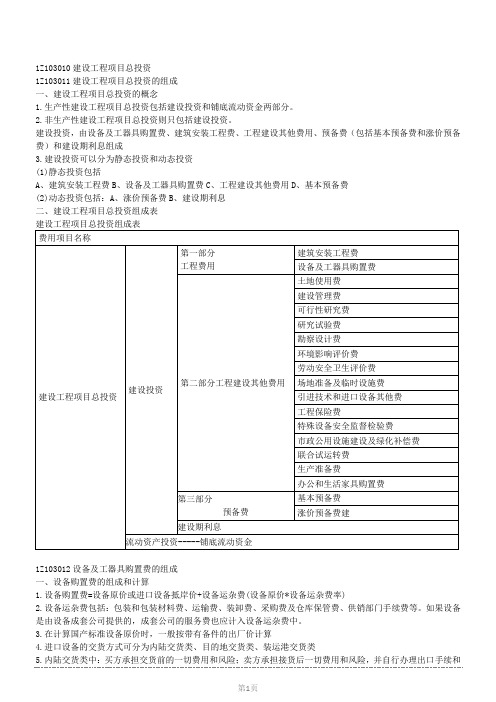 2014一建工程经济之建设工程估价(最全最详细考点梳理)资料