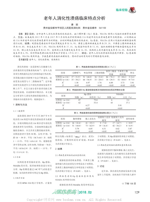 老年人消化性溃疡临床特点分析