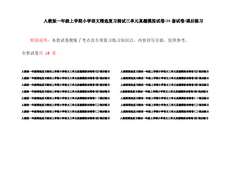 人教版一年级上学期小学语文精选复习测试三单元真题模拟试卷(16套试卷)课后练习