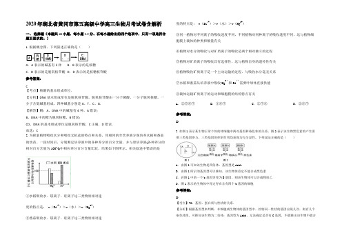 2020年湖北省黄冈市第五高级中学高三生物月考试卷含解析