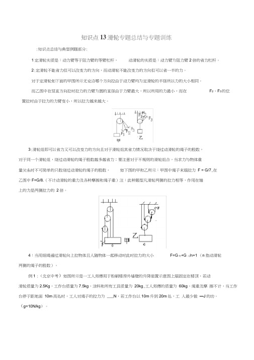 物理中考专题总结与训练(附答案解析)13：滑轮