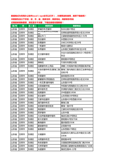 2020新版山东省日照市东港区窗帘工商企业公司商家名录名单联系电话号码地址大全181家