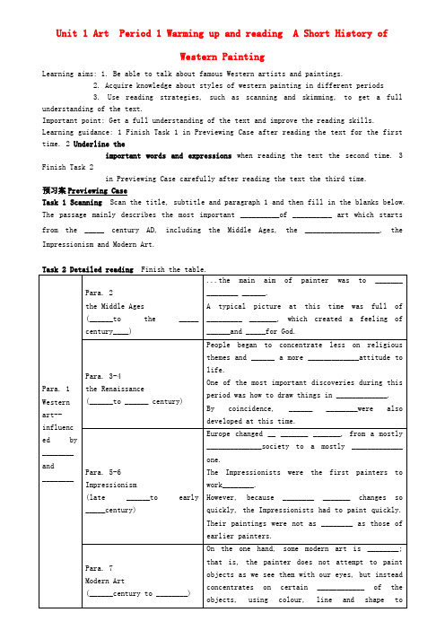 广东省惠州市惠阳一中实验学校高中英语 Unit1 第1课时 Warming Unitp and reading学案 新人教版选修6