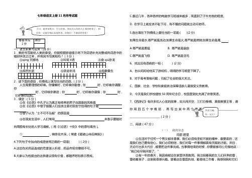 七年级语文上册11月月考试题3