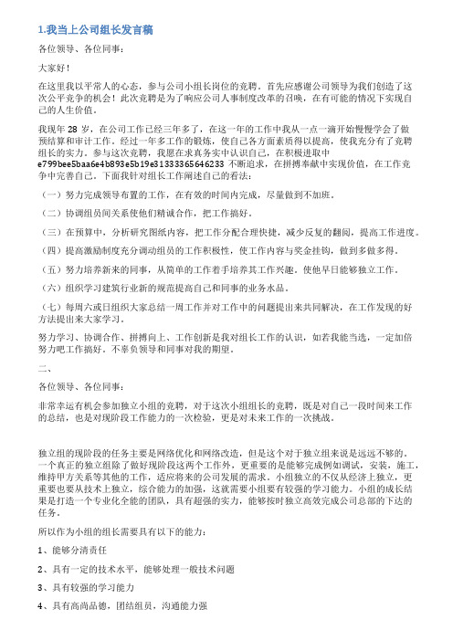 公司小组长发言稿
