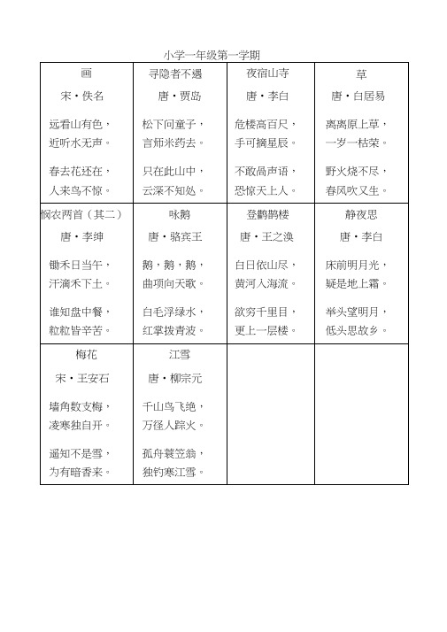 沪教版小学1-5年级语文教材古诗