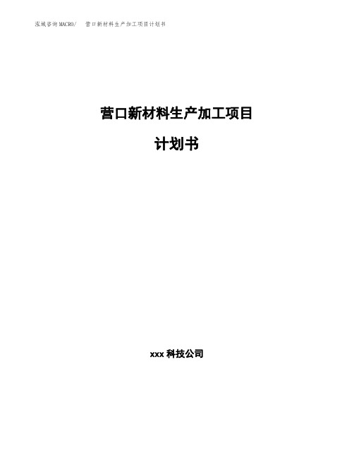 营口新材料生产加工项目计划书