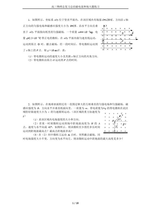 高三物理总复习总结磁电混和场大题练习