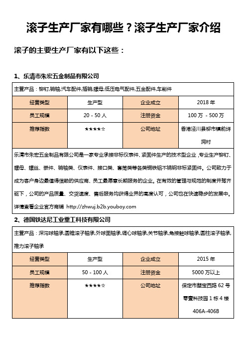 2018年全国滚子生产厂家有哪些？滚子厂家推荐