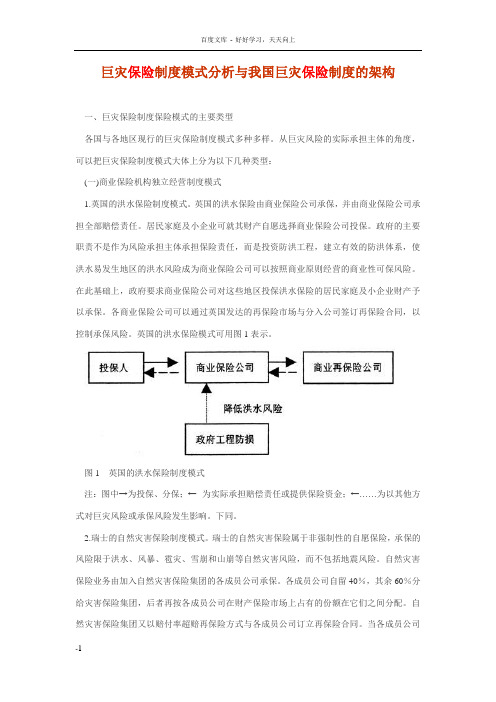 巨灾保险制度模式分析与我国巨灾保险制度的架构