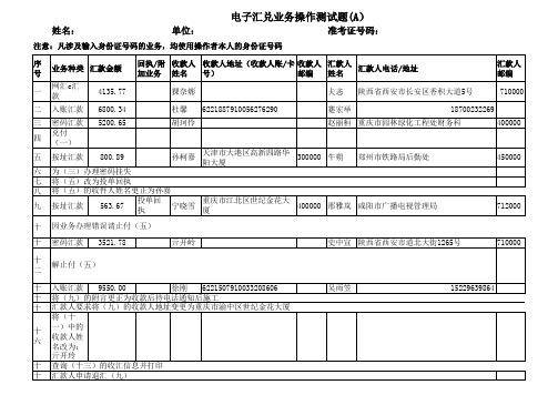 储汇业务员技师考评电子汇兑操作A