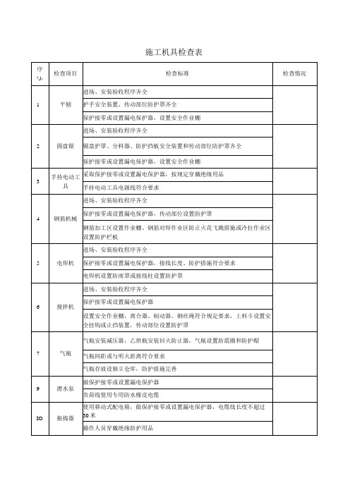 施工机具检查表