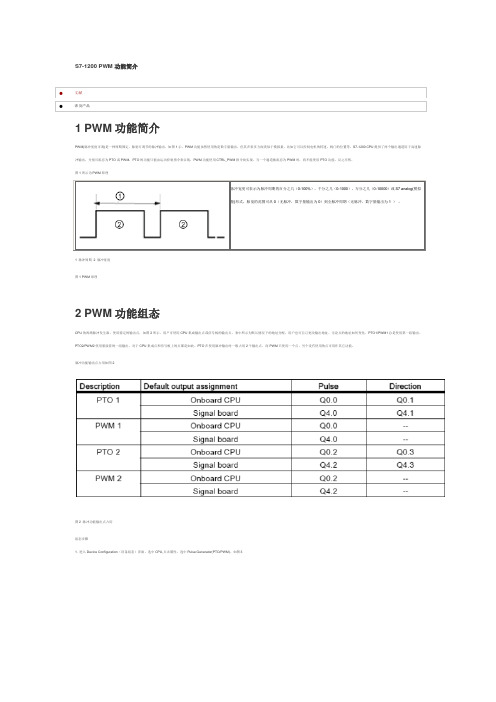 S7-1200 PWM功能简介