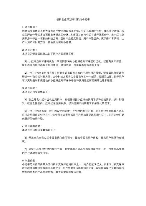 创新创业策划书科技类小红书