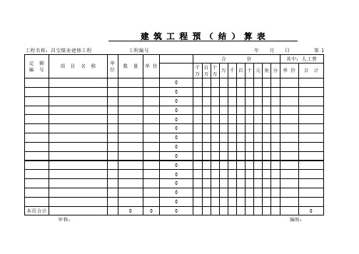 建 筑 工 程 预 ( 结 ) 算 表