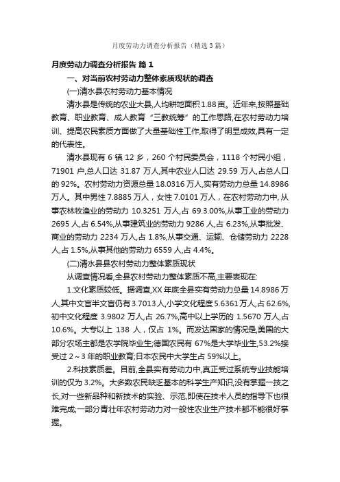 月度劳动力调查分析报告（精选3篇）