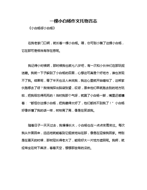 一棵小白杨作文托物言志