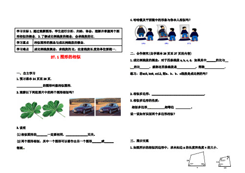 九年级数学下册第二十七章相似图形的相似导学案新人教