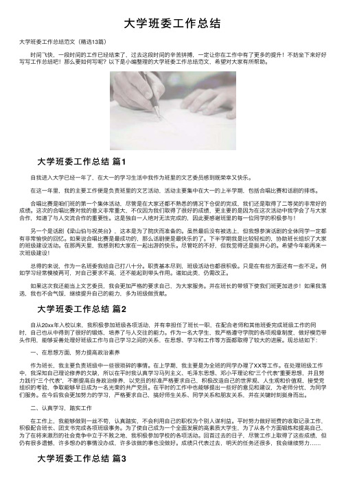 大学班委工作总结