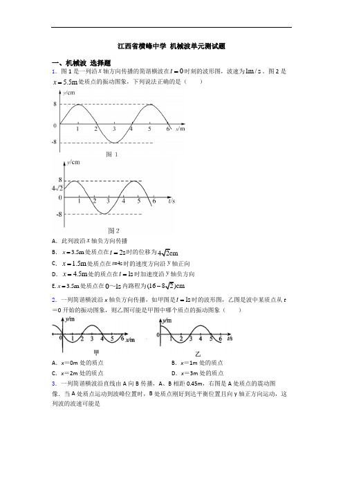 江西省横峰中学 机械波单元测试题