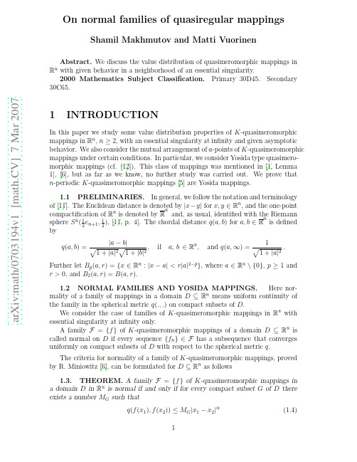 On normal families of quasiregular mappings