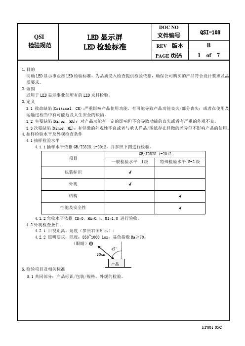 LED显示屏LED检验标准