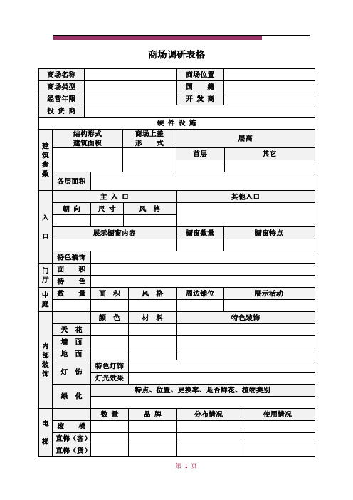 [表单]购物中心商场调研表格