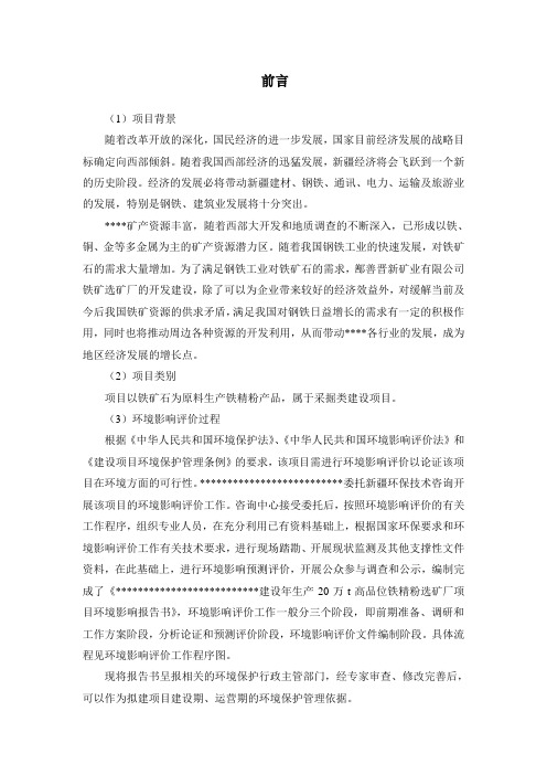 铁精粉选矿厂项目环境影响报告书