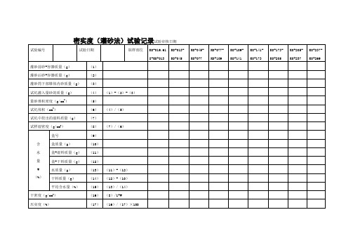 压实度灌砂法试验记录