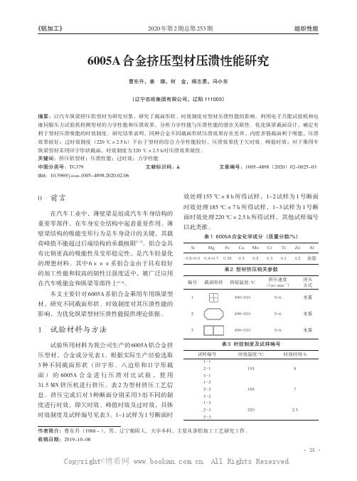 6005A 合金挤压型材压溃性能研究