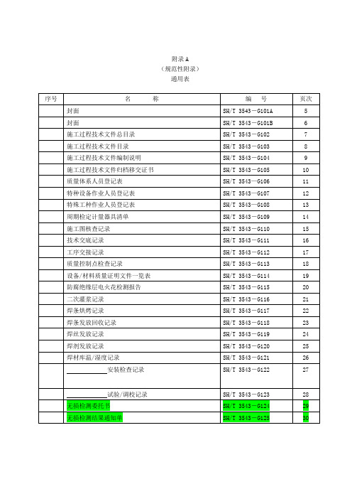 SH-T3543附录A-通用表填写说明