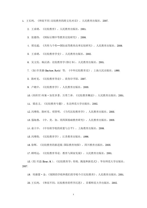 北京师范大学比较教育考博复习资料