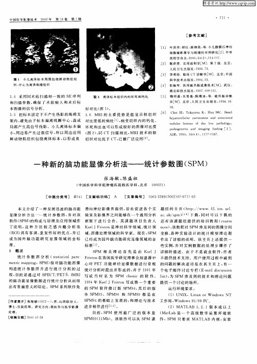 一种新的脑功能显像分析法——统计参数图(SPM)