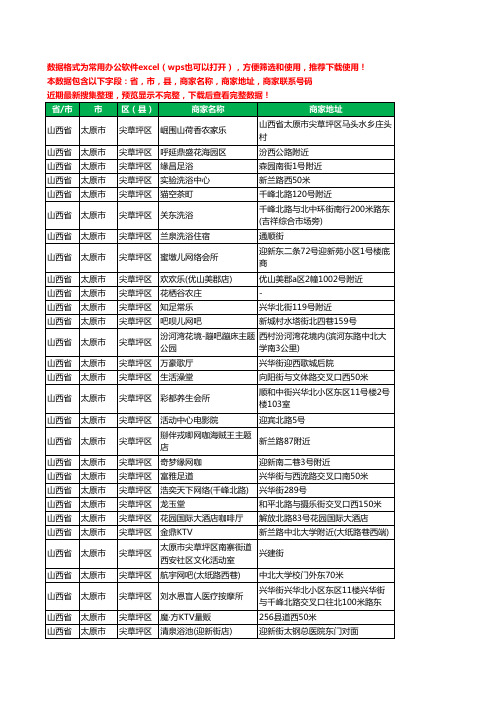 2020新版山西省太原市尖草坪区休闲娱乐工商企业公司商家名录名单黄页联系电话号码地址大全191家