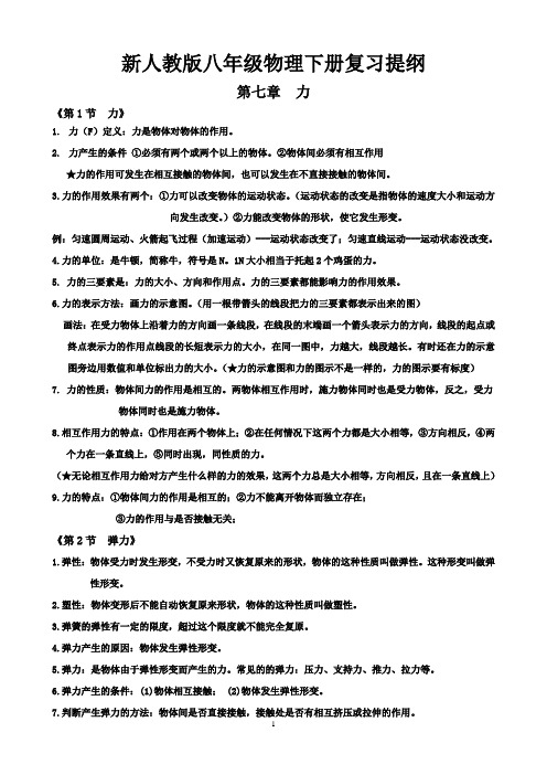 新人教版八年级物理下册复习提纲1