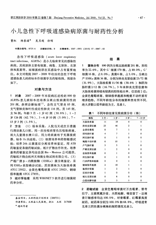 小儿急性下呼吸道感染病原菌与耐药性分析