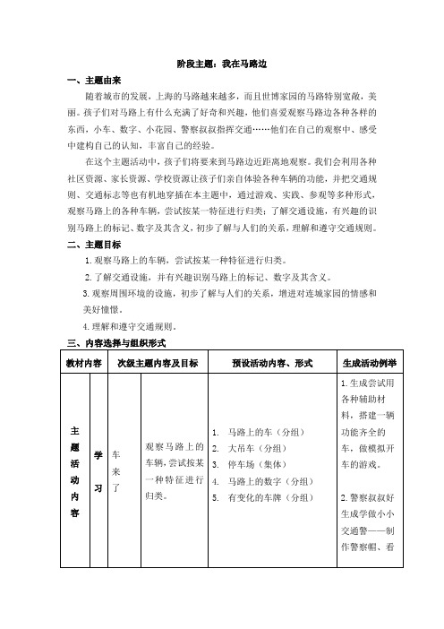 中班第一学期主题活动资料包:我在马路边