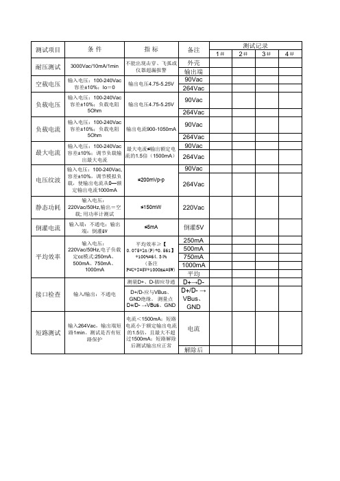 充电器电性能测试标准