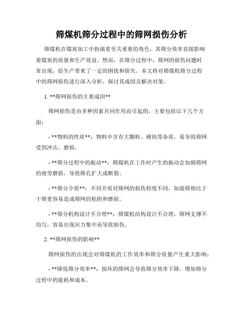 筛煤机筛分过程中的筛网损伤分析