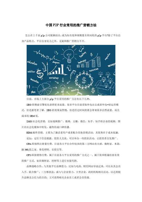 中国P2P行业常用的推广营销方法