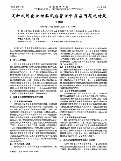 浅析我国企业财务风险管理中存在问题及对策