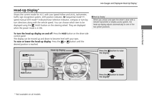 Honda Odyssey 头部显示器说明书