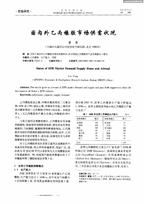 国内外乙丙橡胶市场供需状况