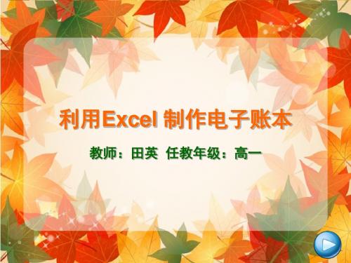 高中信息技术数据处理实例利用Excel 制作电子账本说课课件