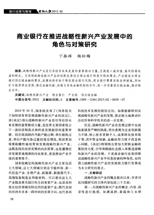 商业银行在推进战略性新兴产业发展中的角色与对策研究